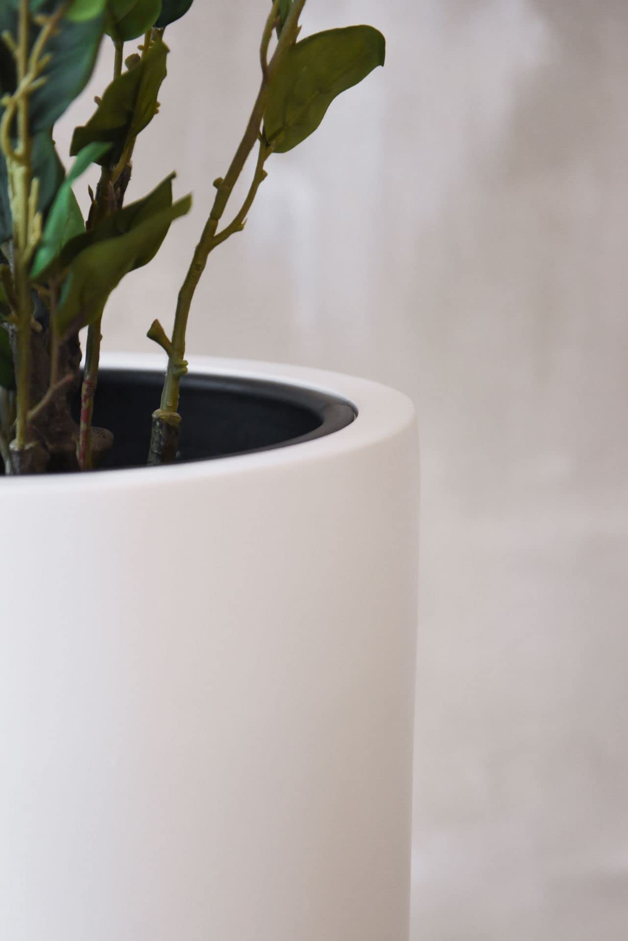 VIVANNO Vaso in Fibra di Vetro Escada Bianco Opaco, 90x35cm