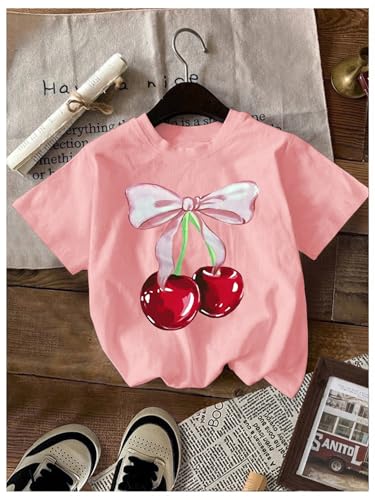 Image of RoseSeek Girl's Shirts 3 Packs Star Butterfly Graphic Tees Crew Neck Short Sleeve T Shirt Casual Tops