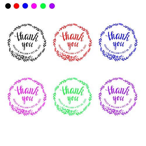 Custom Rose Wedding Stamp Leaf Thank You Marriage Stamps Personalized Self Inking Save The Date Wreath Rubber Stamper #TOP5