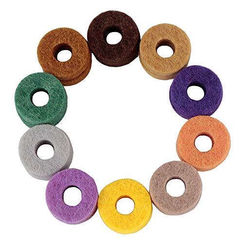 Bloepum 10Pcs/ Pack Cymbal Stand Felt Washer Pad Replacement Round Soft for Drum Set Cymbals (Random Color)