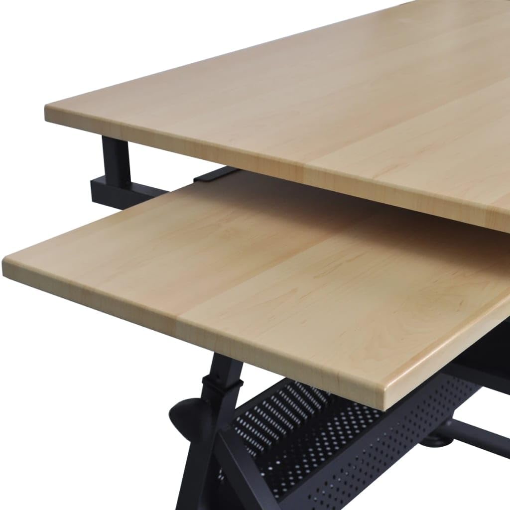 Mesa con Tablero Inclinable y Taburete Mueble Oficina Escritorio Dibujo