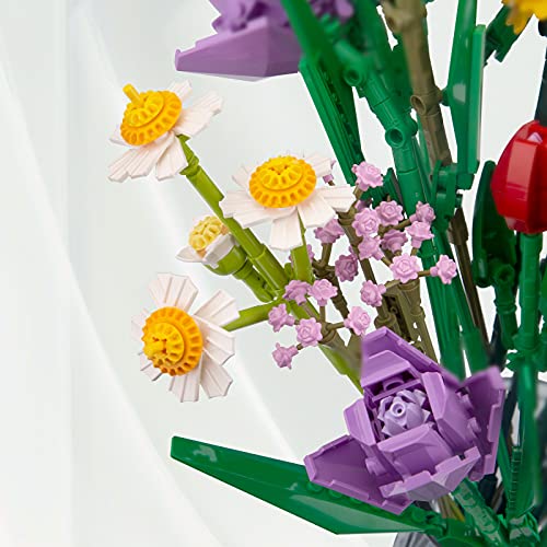MERK Blumenstrauß Bausatz, 1331 Teile, 23 Blumen, Kompatibel mit Lego 10280 Bunt – Bild 7