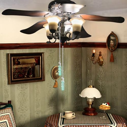 Image of 2Pack Egypt Snake Ceiling Fan Pull Chain Glow in The Dark | 12inch Fan String Pulls Charm Extension Decorative,3mm Diameter Beaded Fluorescent Light Chains Ornaments with Connector