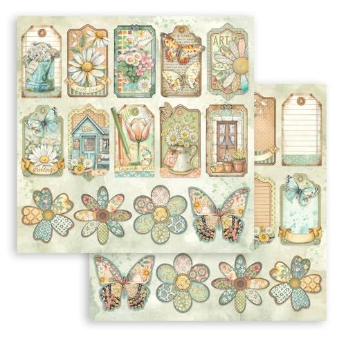Stamperia - Scrapbook Paper Pad for Scrapbooks, Albums, Cards, Bullet Journals and More, Acid Free, Double-Sided, Perfect for Hobbies, Crafts, and Gifting (Daisy Art) (20.3 x 20.3cm)