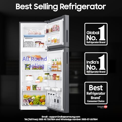 Image of Samsung 256 L, 3 Star, Convertible, Digital Inverter Frost Free Double Door Refrigerator (RT40H30U3THL, Silver, Matt Doi Metal, 2026 Model)