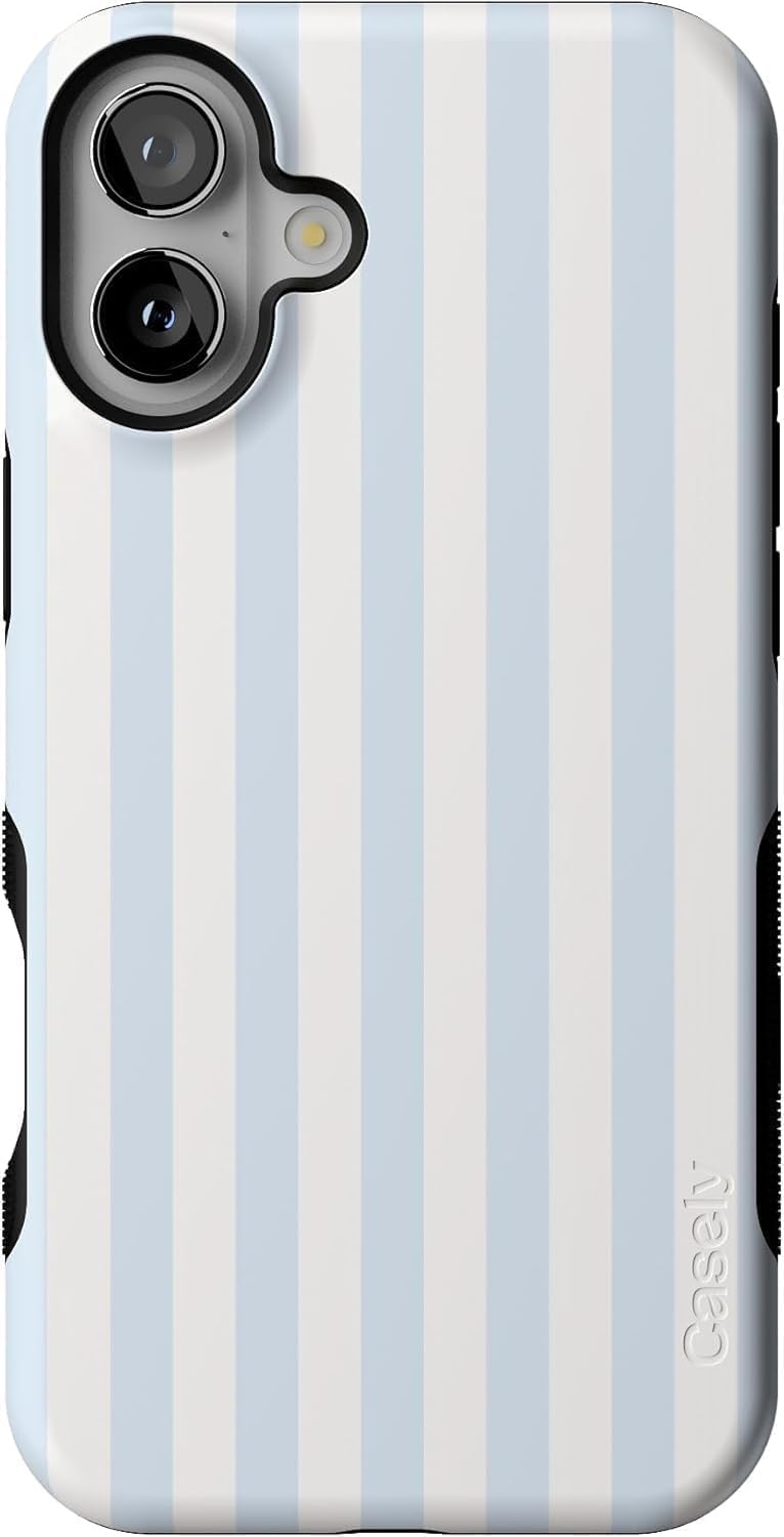 Casely iPhone 16 Case | Blue Stripes | Sunday Best | Bold Protective Design | Compatible with MagSafe