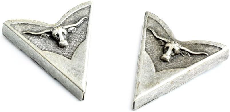 Antiqued Silver Finish Long Horn Western Collar Tip