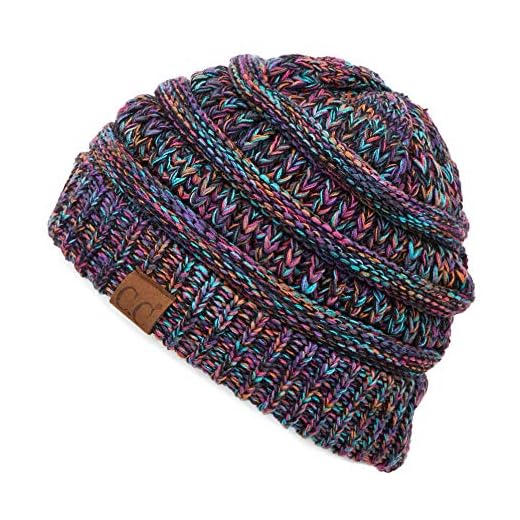 Hatsandscarf Cable Knit Beanie - Thick, Soft & Warm Chunky Beanie Hats (Black Multi Mix)