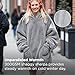 Bedsure Wearable Blanket Hoodies, Blanket Hoodie as Mothers Day Birthday Gifts for Mom Women, Warm Cozy Soft Sweatshirt Hooded Blankets for Women Men Adults, Grey, Standard