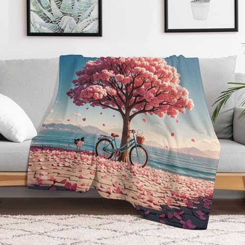 Couverture arbre romantique avec cœur en fleurs cadeau idéal