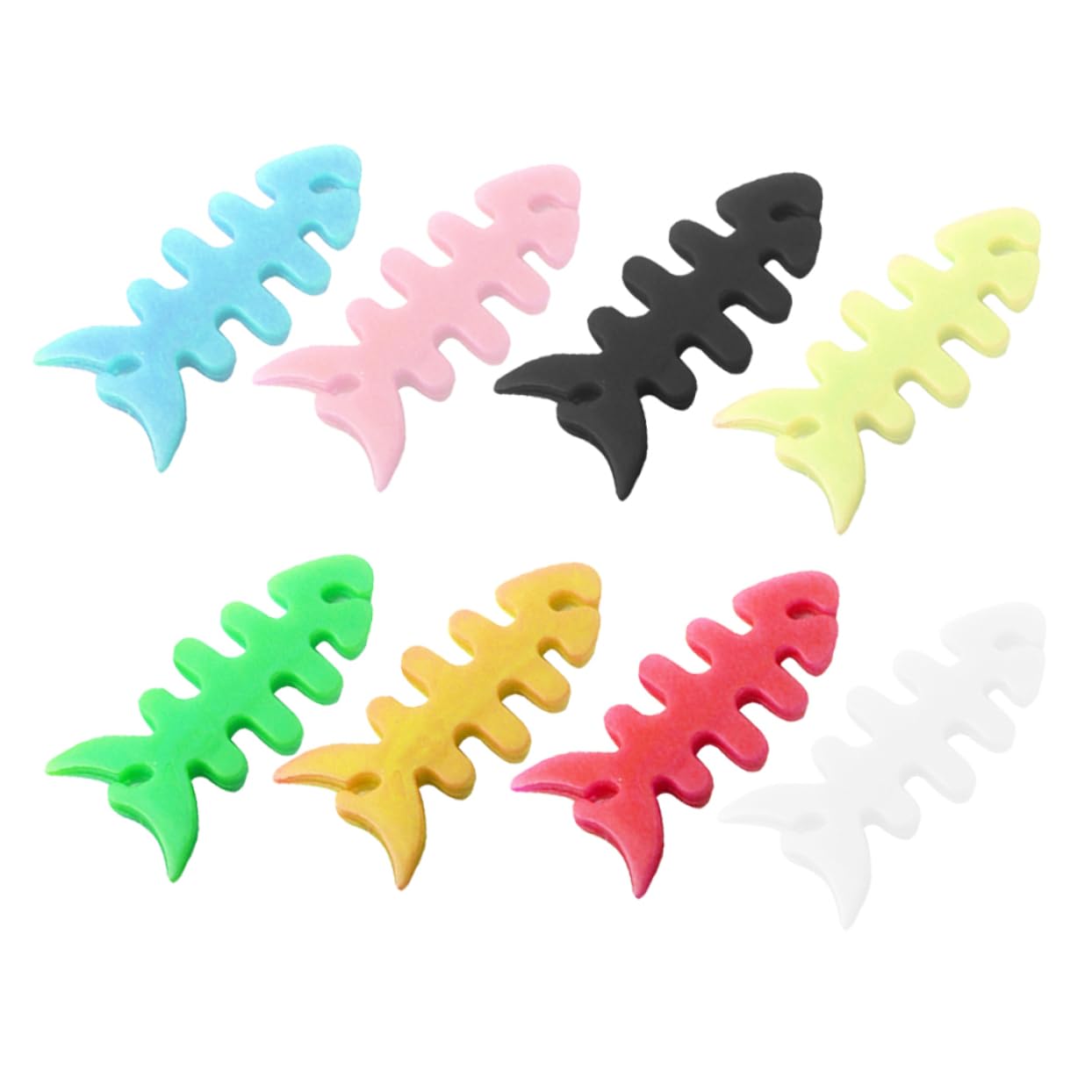 Angoily Silicone Cable Winder Fish Bone Design Earbud Cord Reel 200pcs Random for Earphone Fixer Holder