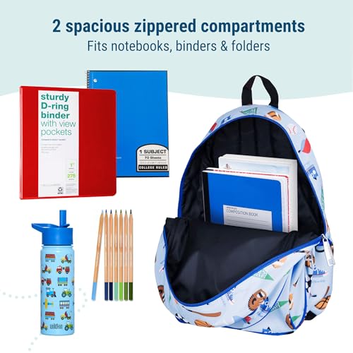 Image of Wildkin 15 Inch Backpack for Boys /Girls, Game On | Ages 5-10, padded straps, side water bottle pocket - coordinates with matching Wildkin lunch boxes