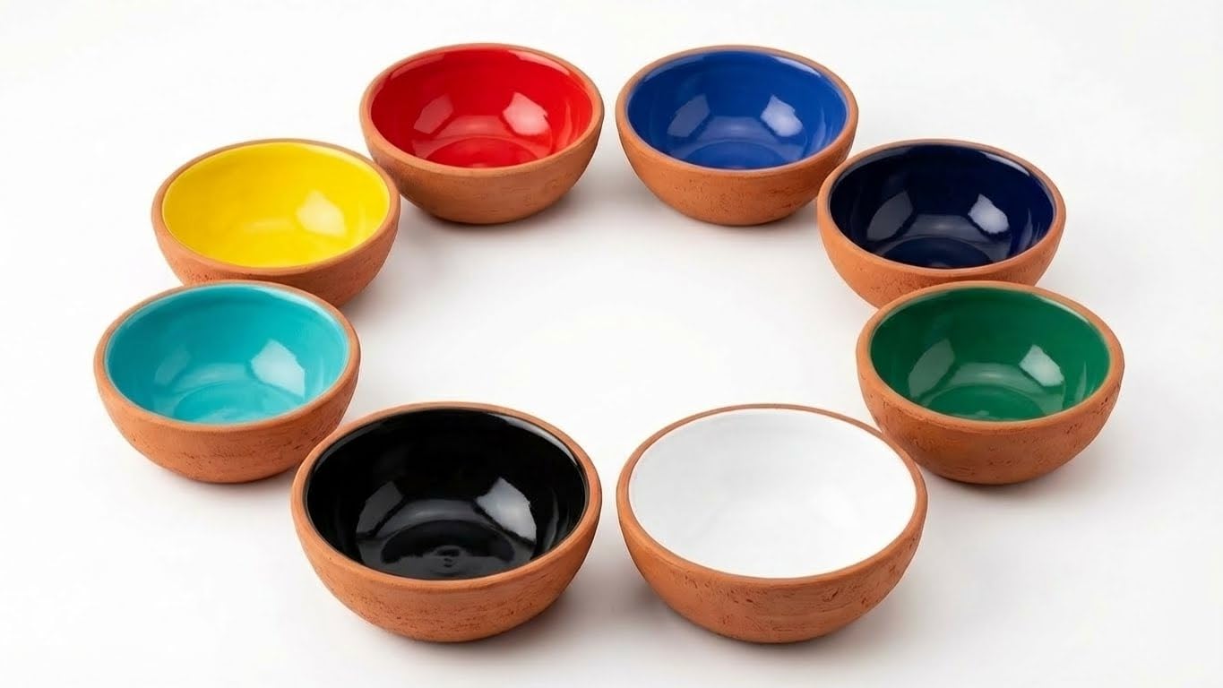 Terracotta Pinch Bowls Set of 8 – Small Ceramic Prep Bowls for Spices, Sauces & Dips – Mini Dipping Bowl for Kitchen Prep, Serving & Charcuterie – Colorful Handmade-Style Bowl