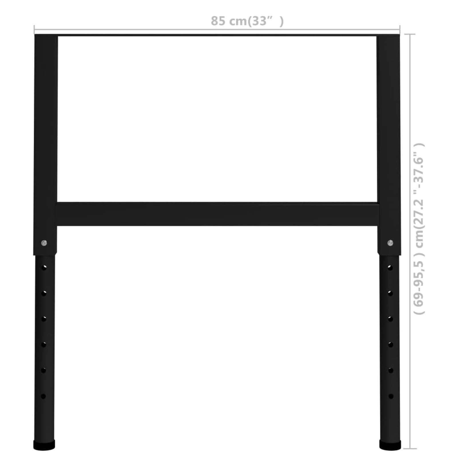 Estructura de Banco de Trabajo 2 uds, Caballetes para Mesa, Caballete Metalico, Mesa Trabajo, Caballete Trabajo, Metal 85x(69-95,5) cm Negro