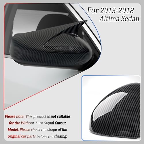 Image of Side Mirror Cover,for Nissan Altima 2013-2018, Carbon Fiber Side Rear Mirror Covers Body Kit Accessories for Cars(Without Turn Signal Cutout)