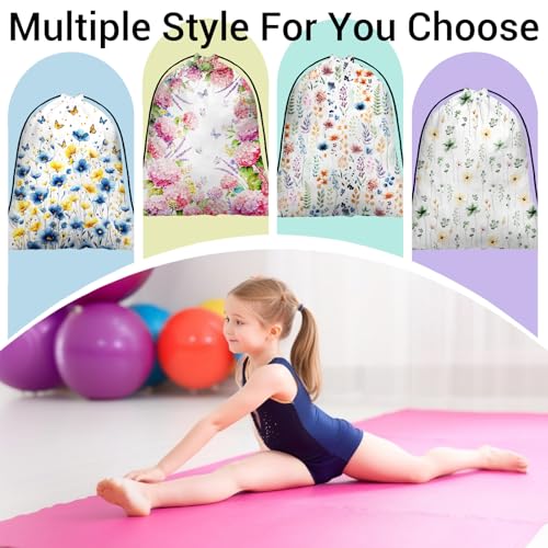 Image of Grip Bags Hydrangea Flower Pink Butterfly Drawstring Pouch for Gym Gymnasts