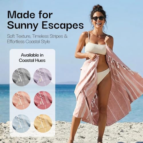 36"x72" 100% Cotton Sateen Weave Turkish Beach Towel 1 Pack (Sea Turtle) by Salt Earth - Used condition - Image 7