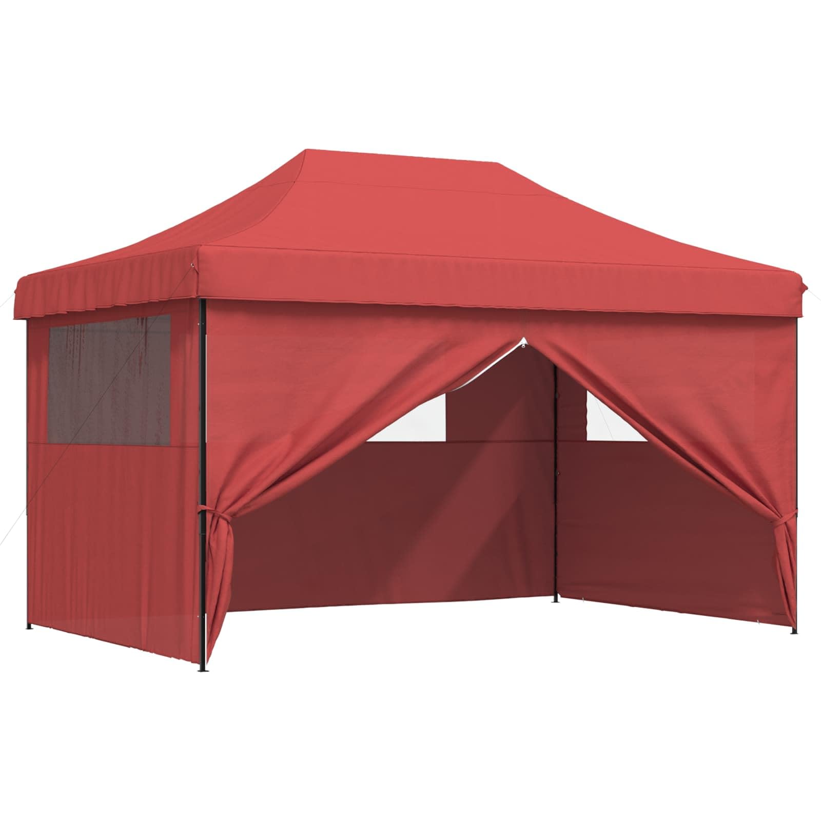 Składany namiot imprezowy typu pop-up, 440 x 292 x 315 cm, namiot ogrodowy z 4 częściami bocznymi, pawilon na wesela i imprezy, burgundowy