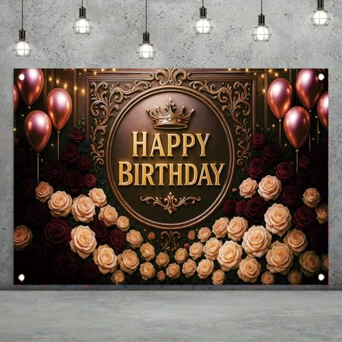 Fondo fotográfico cumpleaños coronas rosas rojo 71x43 pulg miniatura 2