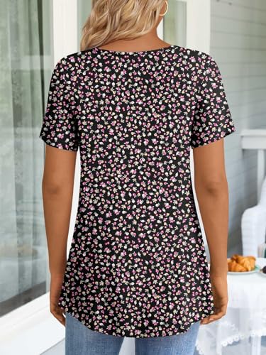 LONGYUAN Womens Tunic Tops 2026 Short Sleeve Shirts Summer Casual Tee Comfy Blouses S-4XL