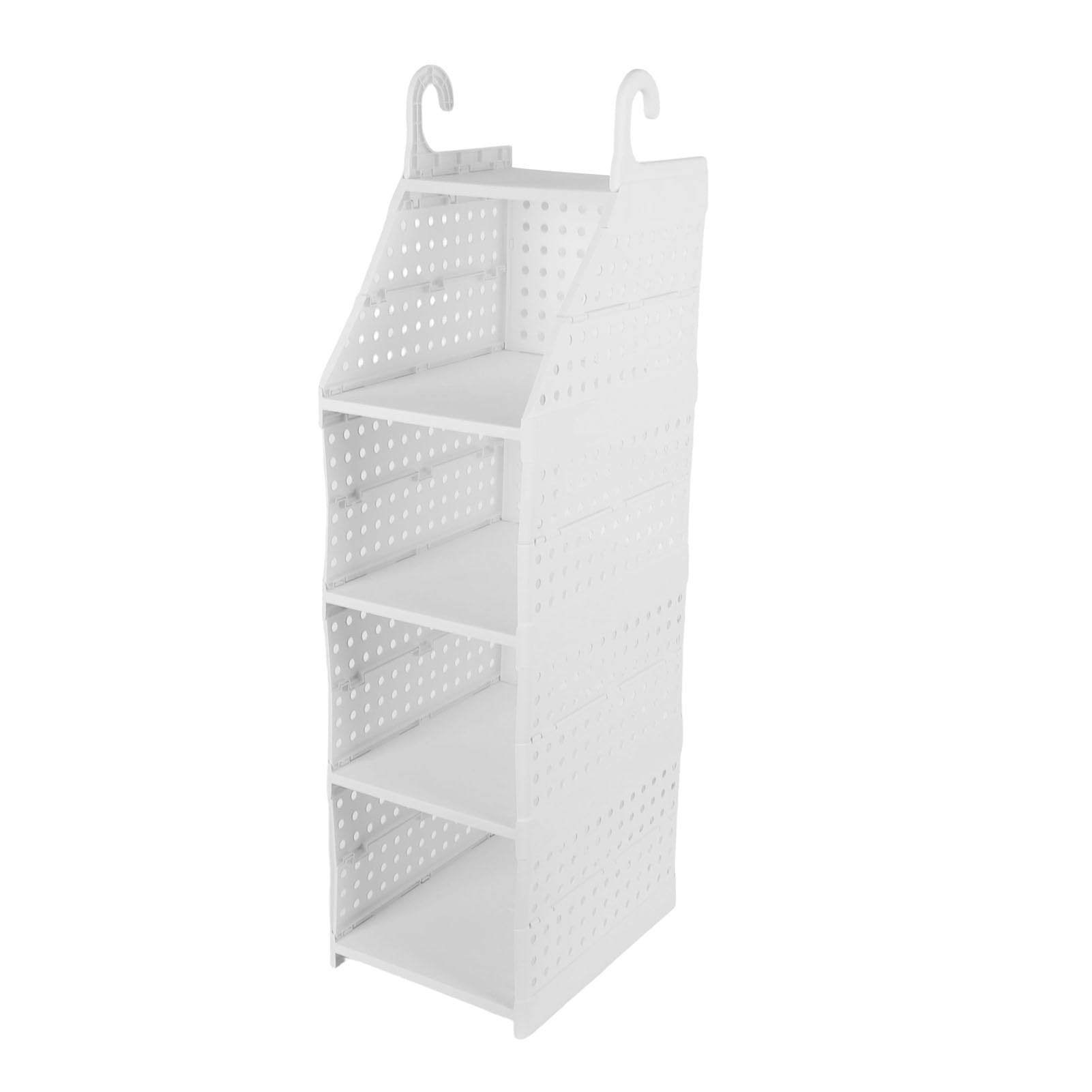 Fafeicy Organizer Pieghevole per Armadio Pensile, Cestello Portaoggetti per Armadio di Grande capacità in Materiale PP con 2 Ganci per Uso in Camera da Letto e Dormitorio (4 livelli)