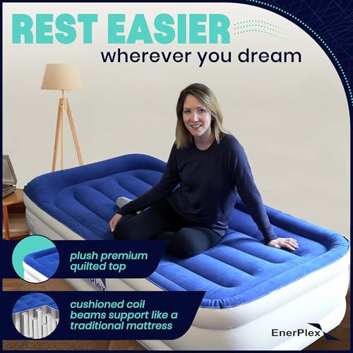 Image of EnerPlex Air Mattress with Built in Pump - Self-Inflating Blow Up Mattress with Neck Support - Inflatable Air Bed for Portable Travel & Home Use