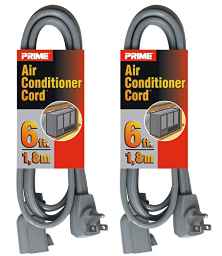 Prime EC680506L Air Conditioner and Major Appliance Extension Cord, Gray, 6-Feet, 2-Pack