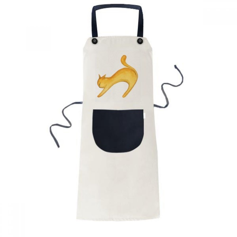 Tablier aquarelle chat orange DIYthinker de cuisine noir avec poche pour homme et femme 70x67cm