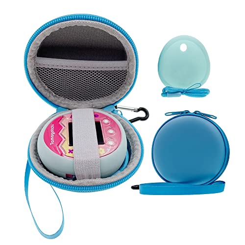 Étui de transport bleu et coque silicone pour Tamagotchi Pix