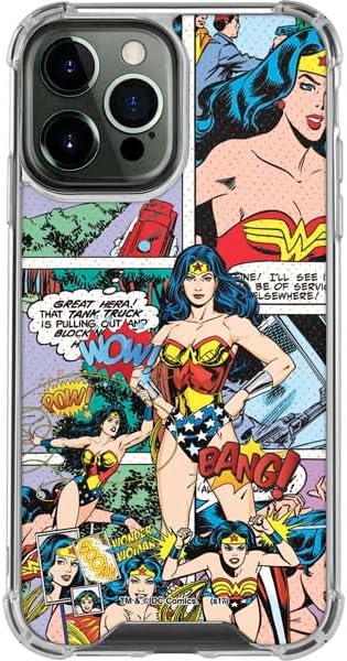Skinit Clear Phone Case Compatible with iPhone 15 Pro Max - Officially Licensed DC Comics Wonder Woman Comic Blast Design
