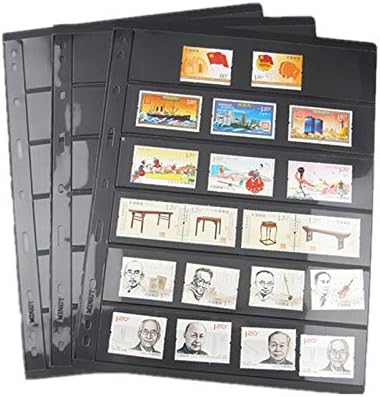 MUDOR Stamp Pages for Stamp Album Binder, 10 Sheet (20 Page) 6 Rows Pages for Stamp Collectors, Professional Pack (6 Rows)