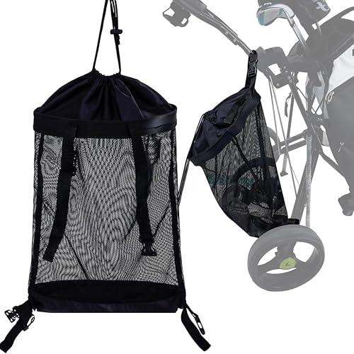 Universal Golf Push Cart Storage Bag - Large Capacity Mesh Organizer for Balls, Tees, Rangefinder &