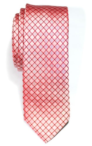 Retreez Check Textured Woven Microfiber Skinny Tie Necktie