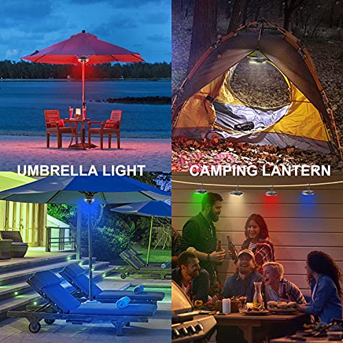LUXSWAY Patio Umbrella Lights Battery Operated,12 Color Changing Outdoor Hanging Umbrella Light for Pole with Infrared Remote,18 LEDs Warm White,4 Lighting Modes,4 Timer Setting for Camping,Tents