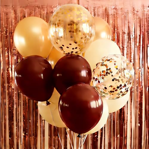 Ballons de décoration bordeaux dorés, kit ballons à confettis rouge vin et rideaux de fête