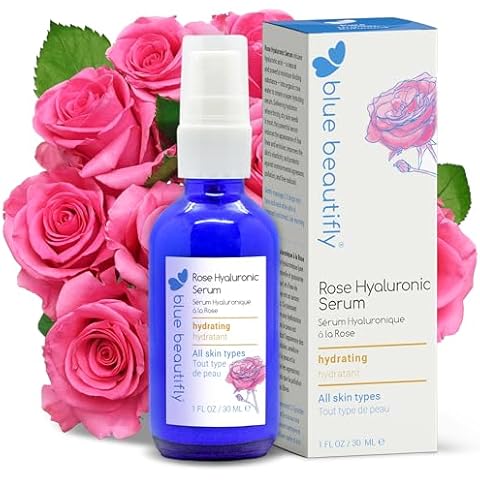 Blue Beautifly Pure Hyaluronic Acid Serum for Face | Better Than Botox in a Bottle with Hi & Low Molecular Weight Hyaluronic Acid | Made with Pure Organic Rose Hydrosol & Marine Bark Extract | 1 fl oz Cover