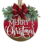 Christmas Wreath, Christmas Wreaths for Front Door, Merry Christmas Front Door Wreath Sign Porch Decorations Hanger