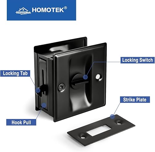 Miniatura 4 de Cerradura de puerta corrediza de privacidad, reemplaza cerraduras de puerta de bolsillo viejas o dañadas rápida y fácilmente, 2-34 x 2-12 pulgadas,