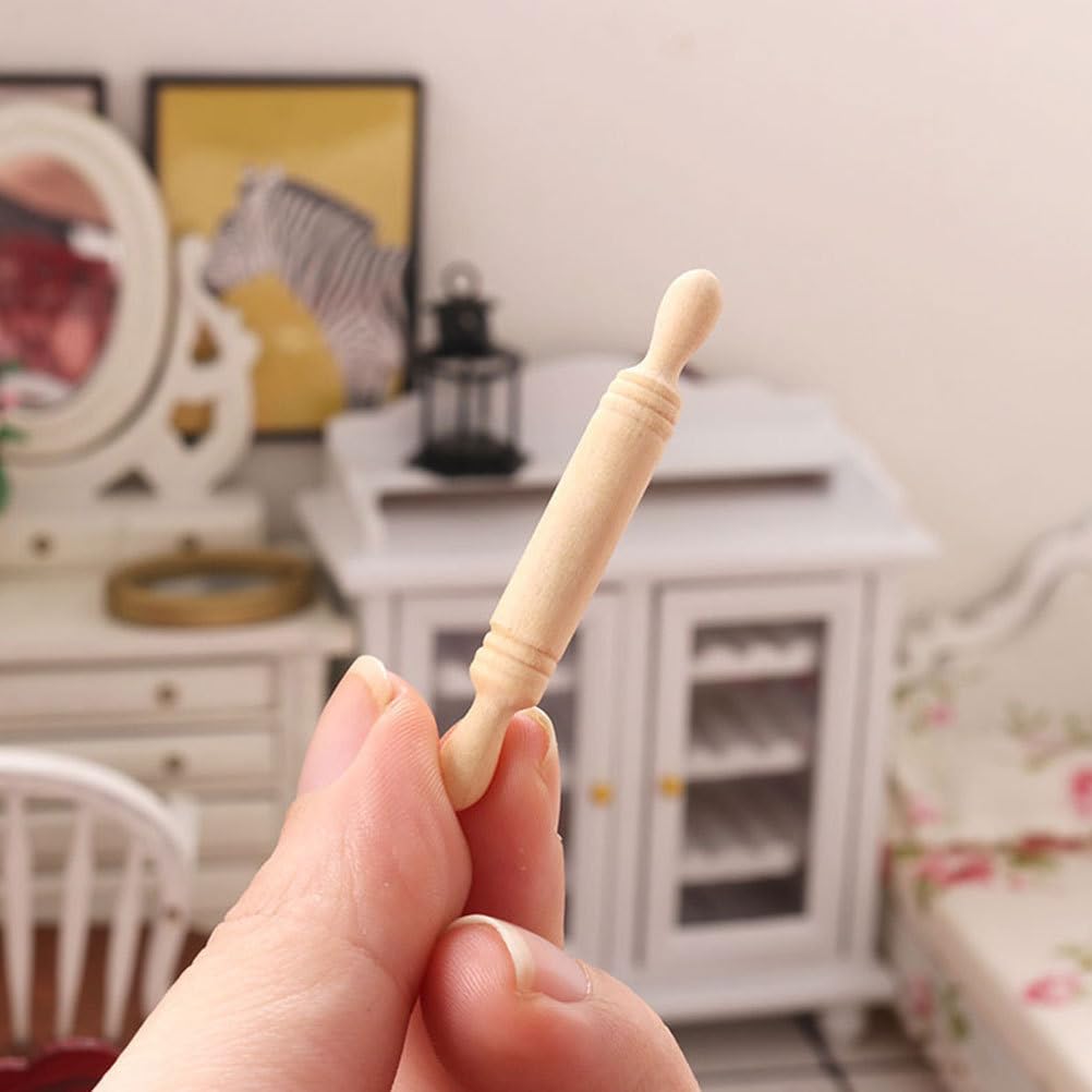 ibasenice 6pcs Shiwan Rolling Stick Tuff Tray Accessories Loose Parts for Early Years Tray Mini Basketball Hoop Mini Pool Tools for Miniatures Wooden Rolling Sticks - Image 2