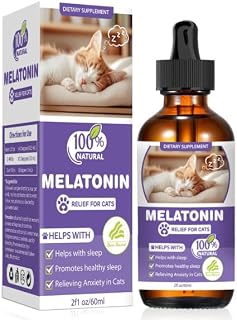 Cat Melatonin, Melatonin for Cats, Cat Tranquilizer to Anxiety Relief for Feline and Stressful Emotions in Kitten, Cats Sleep Aid to Promote Relaxation and Entry into Sleep in Kitten