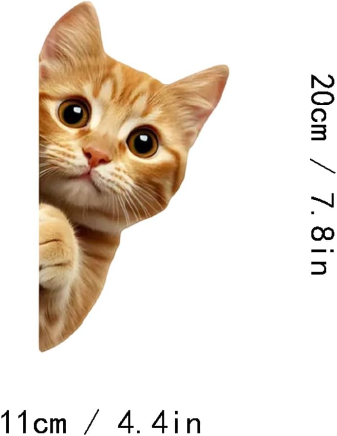 Peeking Cat Vinyl Decal Sticker, 4.4 x 7.8 in, for Cars, Laptops, Glass and Walls, Waterproof, 2 Piece,#TA054 image 5