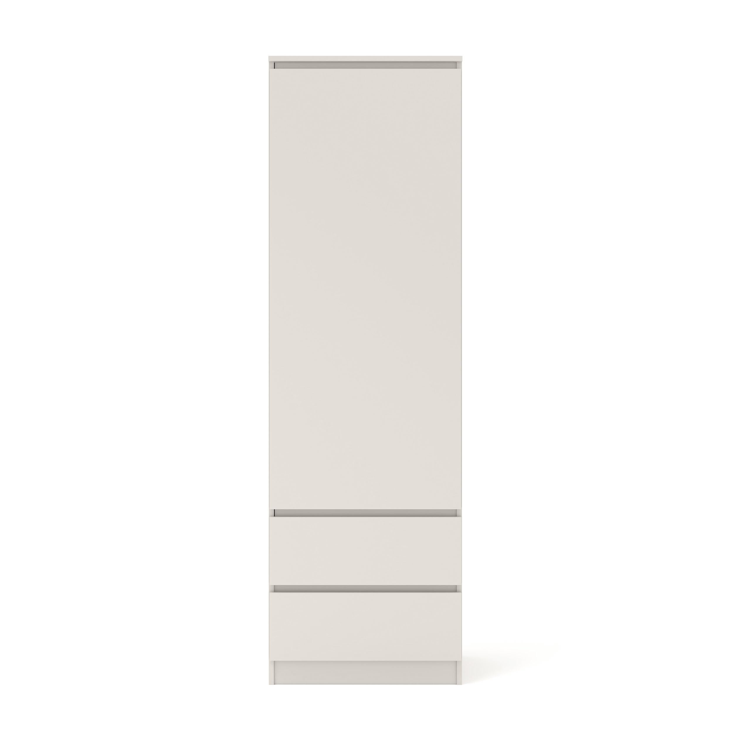Armadio multiuso MAJA 60 cm con cassetti, scaffalatura stretta per soggiorno e ufficio, archiviazione moderna con porta, design minimalista, pannello laminato di alta qualità (cashmere)