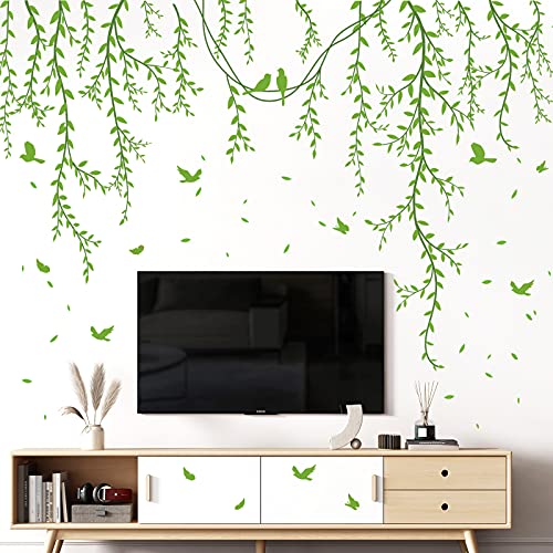 Vinilos decorativos hojas verdes removibles para pared miniatura 3