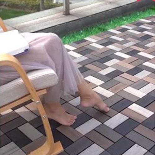 Waterproof Non-Slip WPC Patio Deck Tiles (4-Pack) - UV Resistant Outdoor Flooring for Garden, Pool, Balcony - All-Weather Durable Composite Decking Tiles