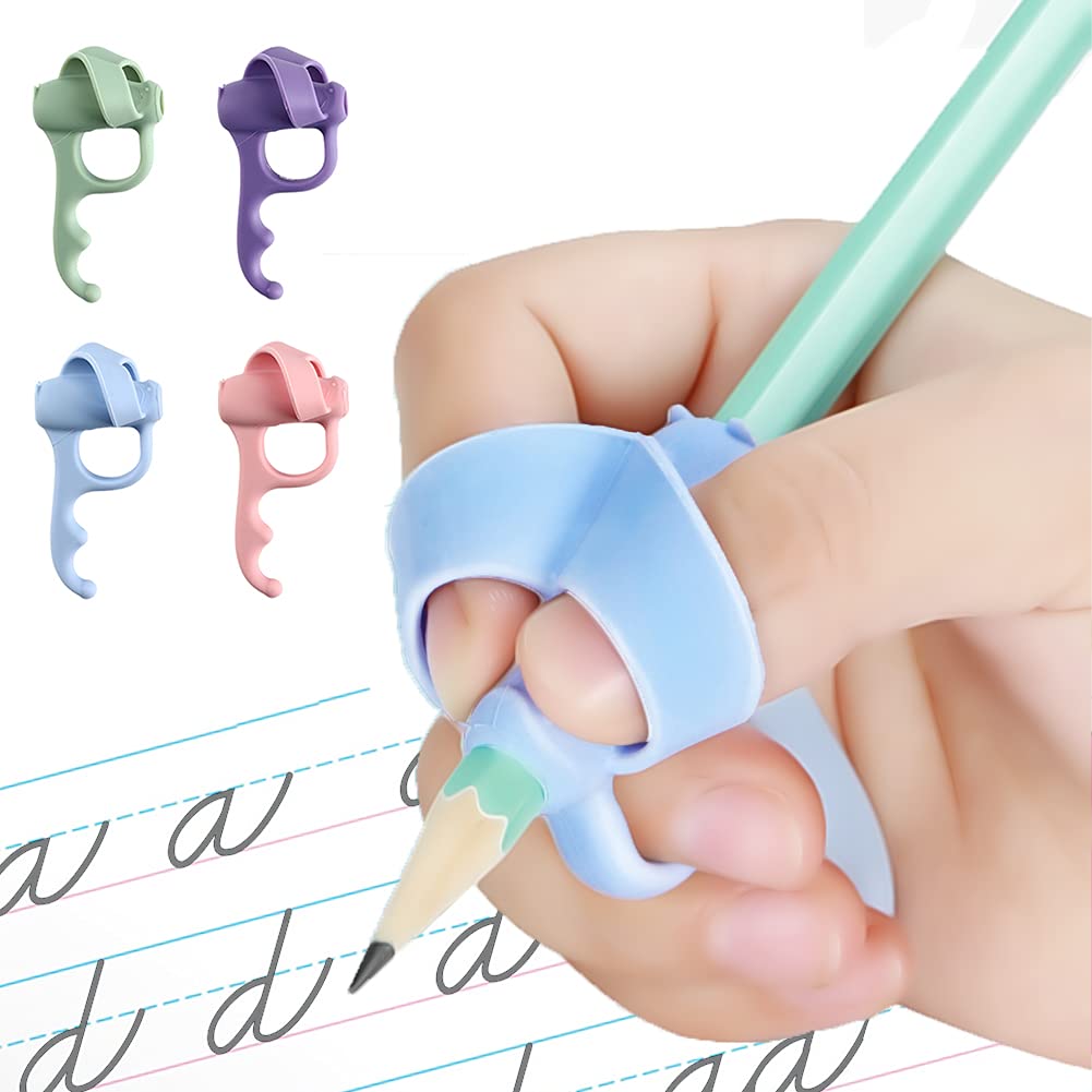 4 Pieces Pencil Grips Trainer for Both Left-Handed and Right-Handed, Kids Handwriting Aid Correction Tool for Preschool Homeschool Kindergarten Classroom