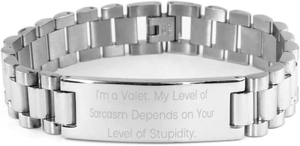 Fun Valet Gifts, I'm a Valet. My Level of Sarcasm Depends, Valet Ladder Bracelet From Friends, Engraved Bracelet For Coworkers, Valet birthday present, Gift for valet on birthday, Birthday gift ideas