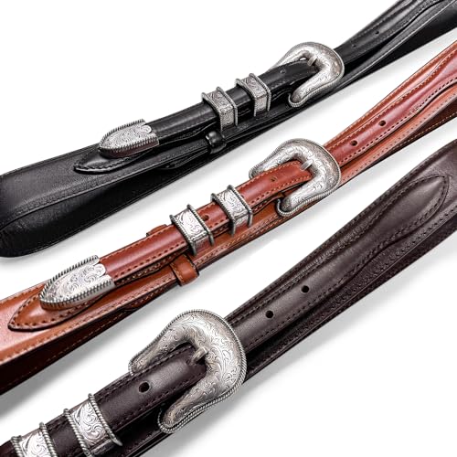 Image of Belts.com Western Buckle Belt Oil Tanned Genuine Leather Ranger Belt 1-3 /8 inch(35mm) Taper to 3 /4 inch(19mm) Wide-Multiple choices