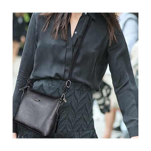DOB SECHS Crossbody Bag Purses for Women Genuine Leather Shoulder Bag Small Cross Body Black Travel Cell Phone Purse Wallet - Image 8