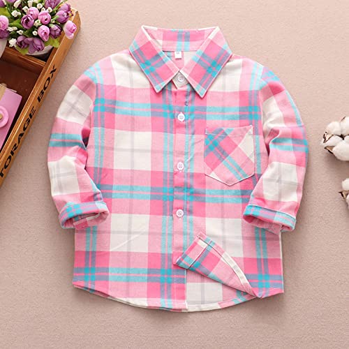 Toddler Plaid Flannel Shirts Kids Boys Girls Button Down Long Sleeve Collared Shackets Jacket Vintage Fall Warm Clothes2