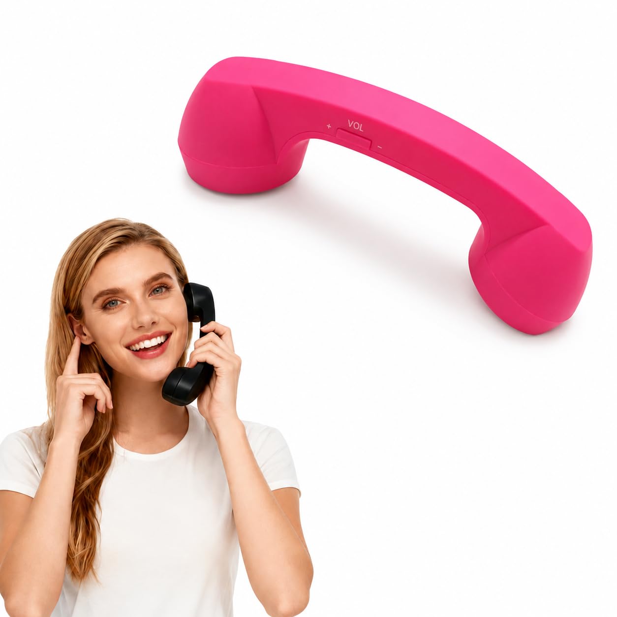 Wireless Retro Telephone Handset, Radiation-Proof Handset Bluetooth Headset with Speaker and Microphone for Cell Phones and Computers Comfortable Call (Rose Pink)-image-27